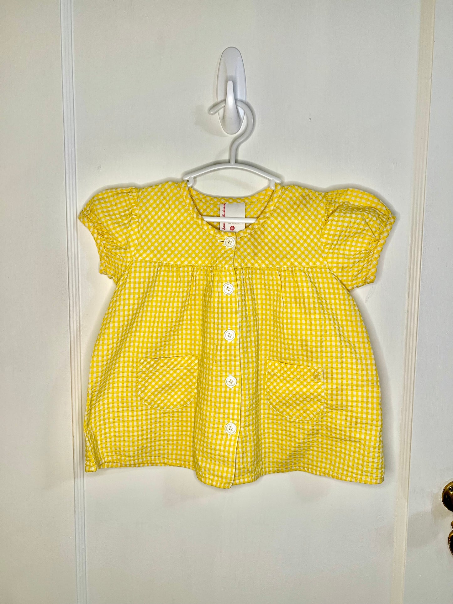๐ Hanna Andersson Yellow Gingham Button-Front Tunic Top