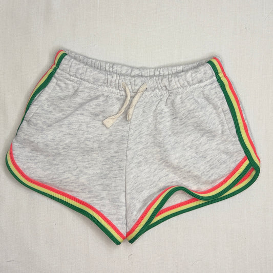 🌈 Old Navy Heathered Gray Retro Track Shorts with Rainbow Trim