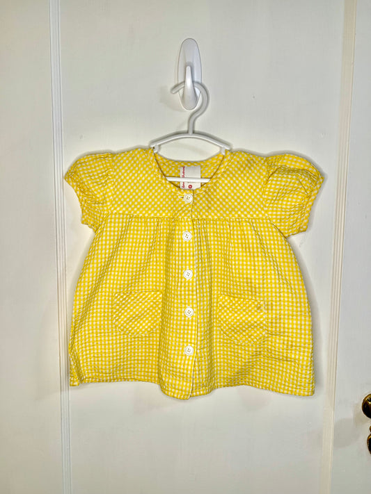 🍋 Hanna Andersson Yellow Gingham Button-Front Tunic Top